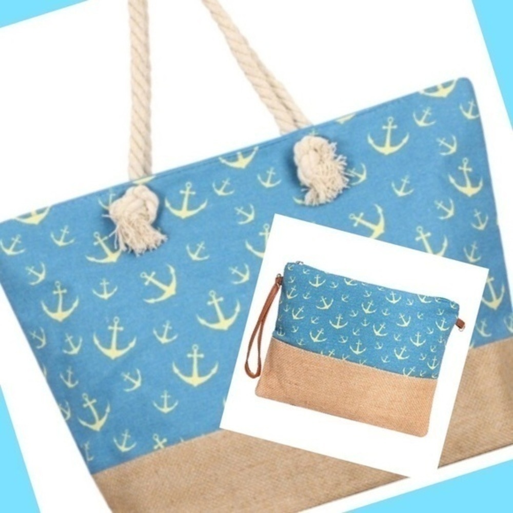 🆕Large 2-piece nautical tote and pouch